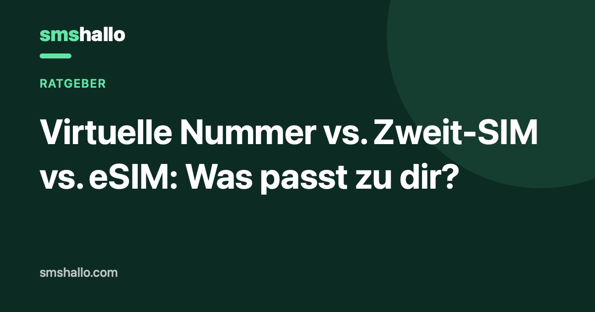 Virtuelle Nummer vs. Zweit-SIM vs. eSIM: Was passt zu dir?
