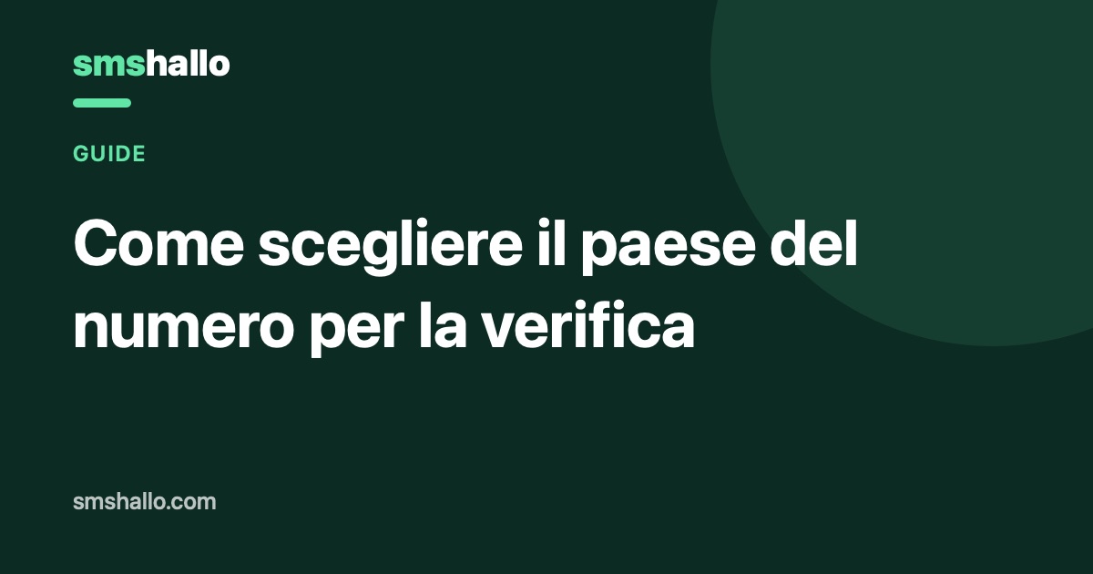 Come scegliere il paese del numero per la verifica