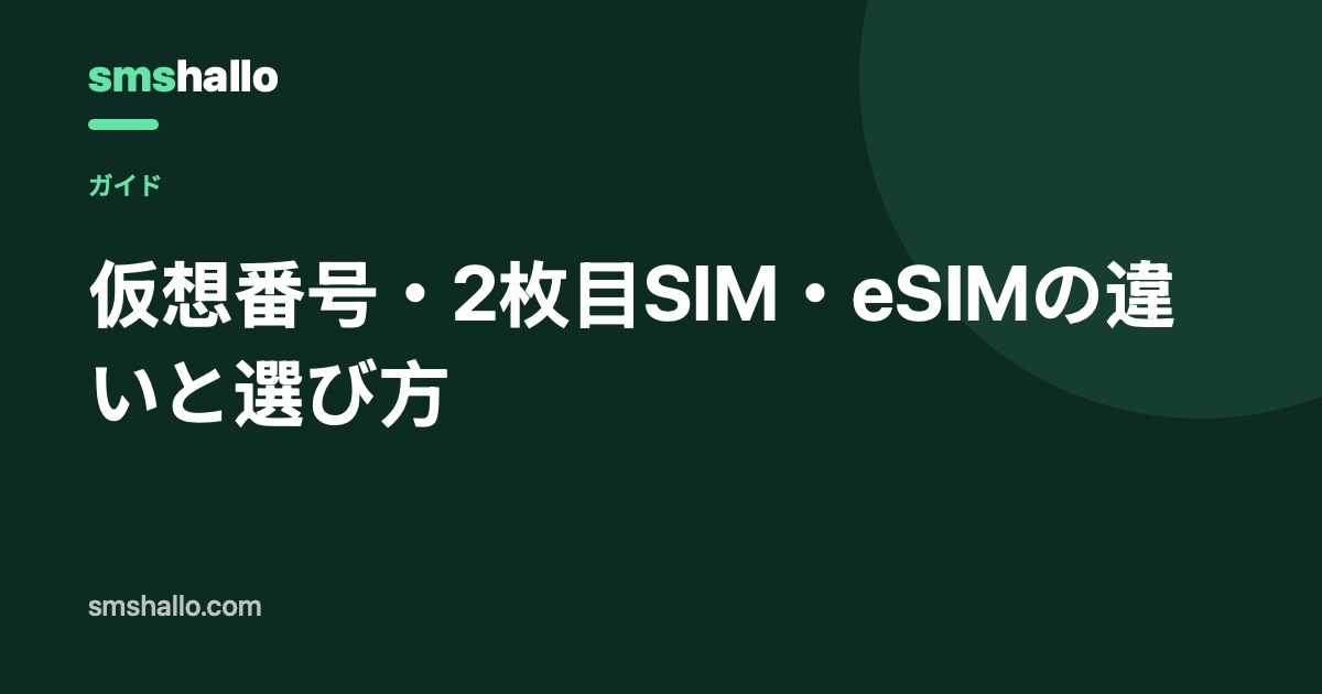 仮想番号・2枚目SIM・eSIMの違いと選び方