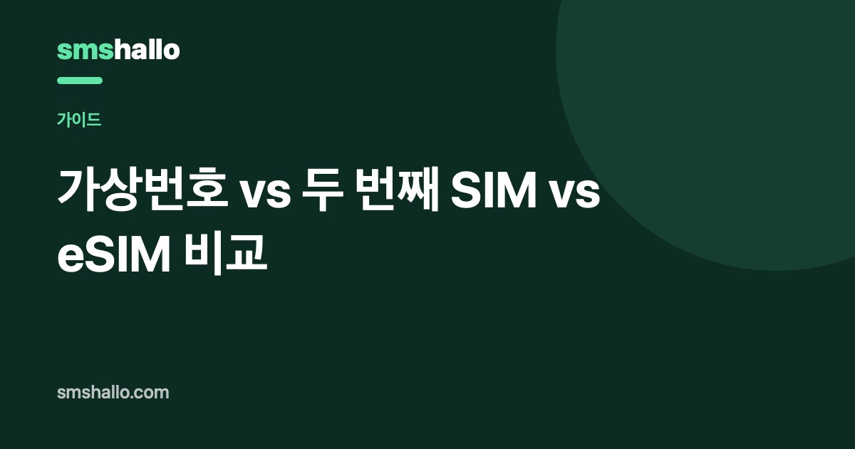 가상번호 vs 두 번째 SIM vs eSIM 비교