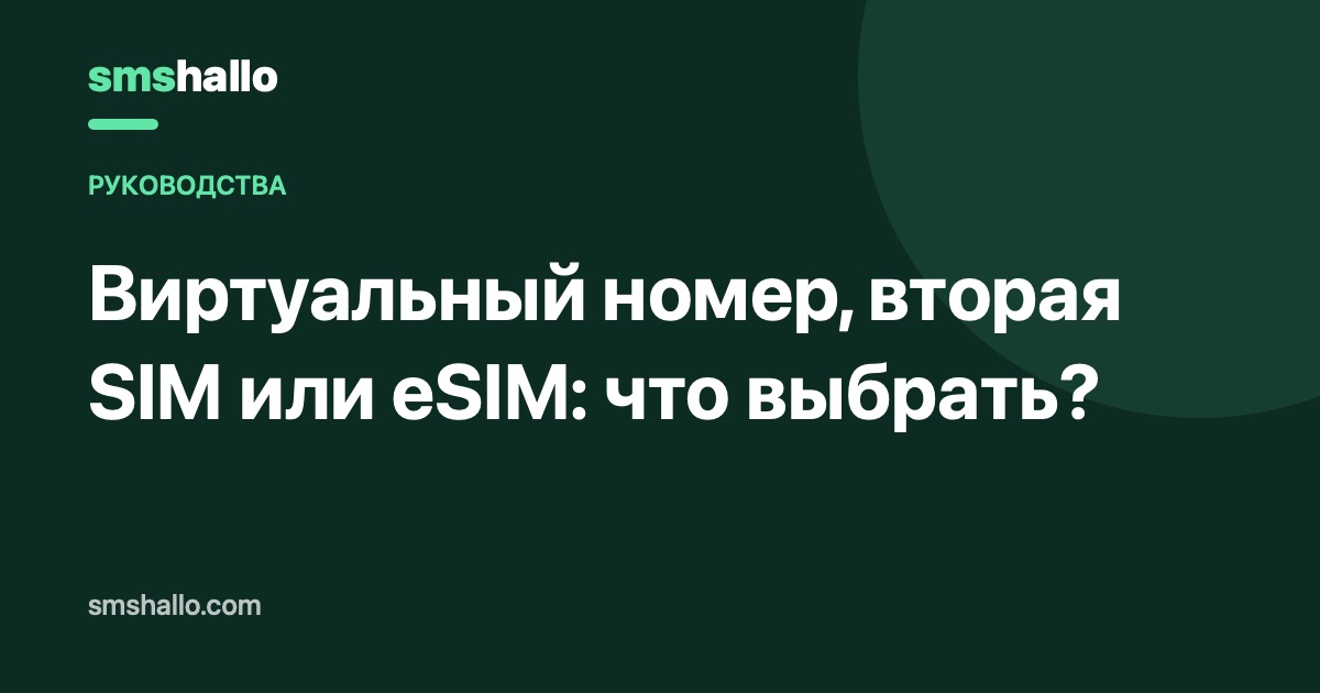 Виртуальный номер, вторая SIM или eSIM: что выбрать?