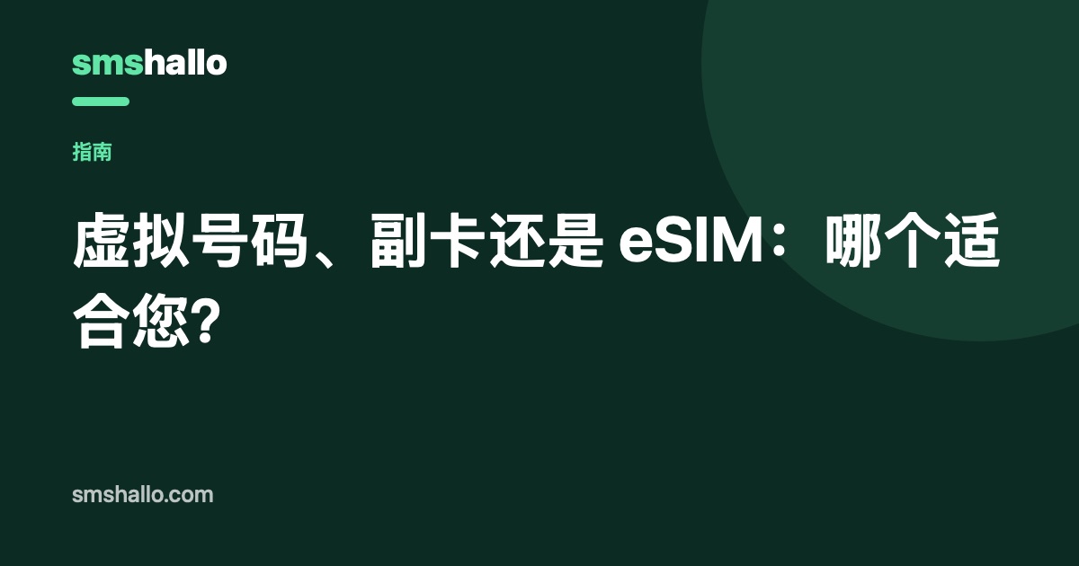 虚拟号码、副卡还是 eSIM：哪个适合您？